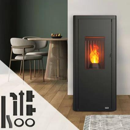 Pack poêle à granulés étanche Ottimo Silenzio + Kit conduits concentrique sortie arrière – 9,2 Kw ETNA Luxe
