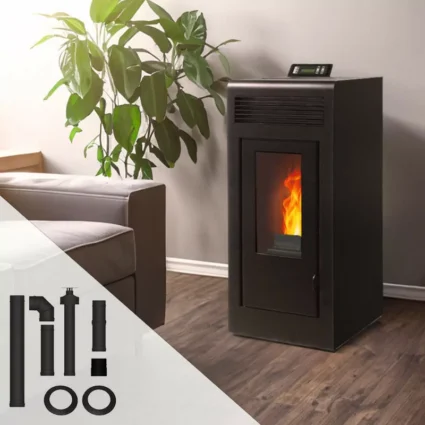 Pack poêle à granulés étanche Vulcano Up + Kit conduits concentrique sortie dessus – 10,8 Kw ETNA