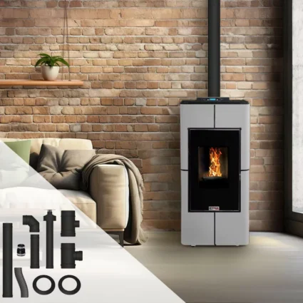 Poêle à granulés étanche canalisable Tendenza + Kit conduits concentrique sortie arrière – 10 Kw ETNA Luxe