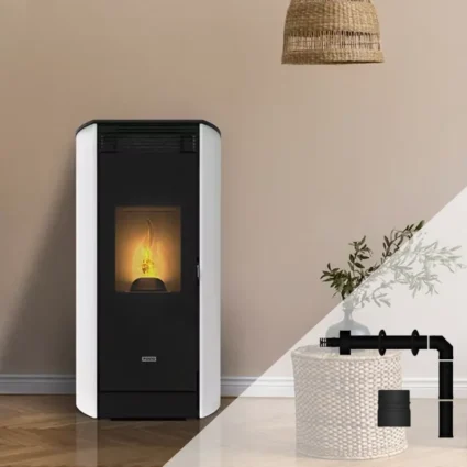Poêle à granulés étanche MEO + Kit conduits concentrique sortie dessus – 9 Kw FOCO