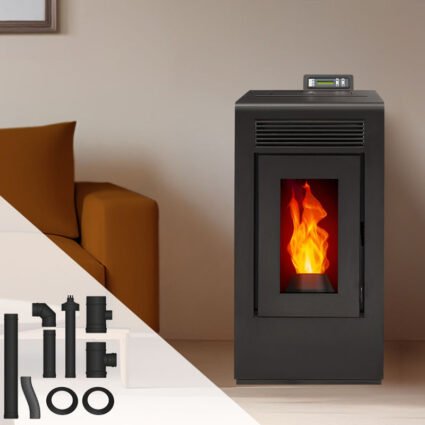 Pack Poêle à granulés étanche Vulcano EVO + Kit conduits concentrique sortie arrière – 12 Kw ETNA