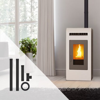 Pack poêle à granulés Cayenne + Kit de raccordement sortie arrière – 14 Kw ETNA Luxe