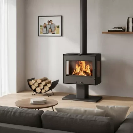 Poêle à bois vue panoramique Helia – 10 Kw Smart Stove