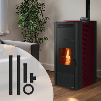 Pack poêle à granulés hydro Rondinara + Kit de raccordement sortie arrière – 19 Kw ETNA