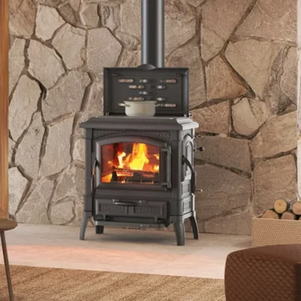 Poêle à bois avec chauffe plat Isetta Con Cerchi.16 – 7,3 Kw La Nordica