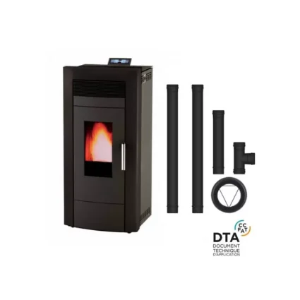 Pack poêle à granulés hydro Baracuda Commo + Kit de raccordement sortie arrière – 15 Kw AlfaPlam