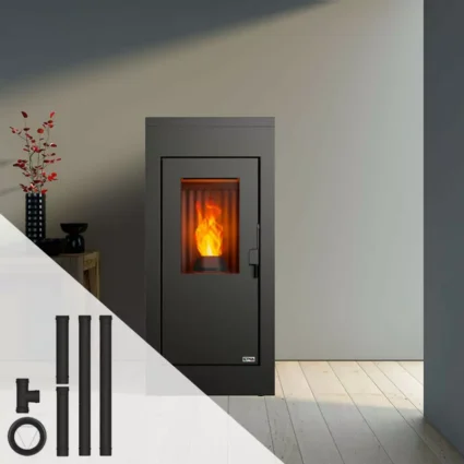 Pack poêle à granulés étanche Vulcano Silenzio + Kit de raccordement sortie arrière – 9,2 Kw ETNA