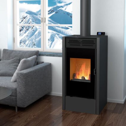 Poêle mixte bois et granulés BiWood noir vitre sérigraphiée – 11,2 Kw Bronpi