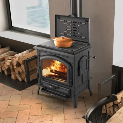 Poêle à bois avec chauffe plat Isotta con cerchi – 9,3 Kw La Nordica