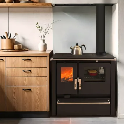 Cuisinière à bois Mervio XL Inox – 7,7 Kw ETNA