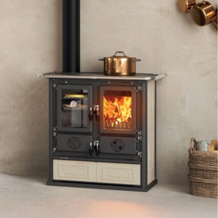 Cuisinière à bois Rosetta Sinistra.16 Ceramica – 7,9 Kw La Nordica