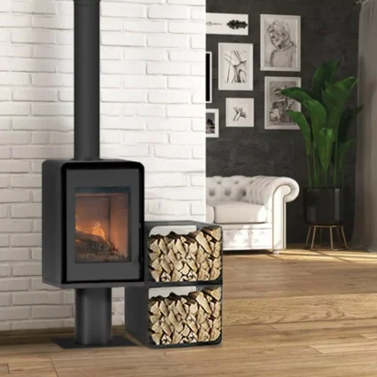 Poêle à bois Domino avec pied et module 2 étages – 8,5 Kw ETNA
