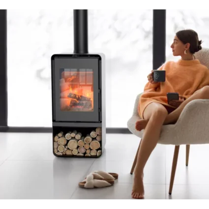 Poêle à bois Domino avec range bûche – 8,5 Kw ETNA
